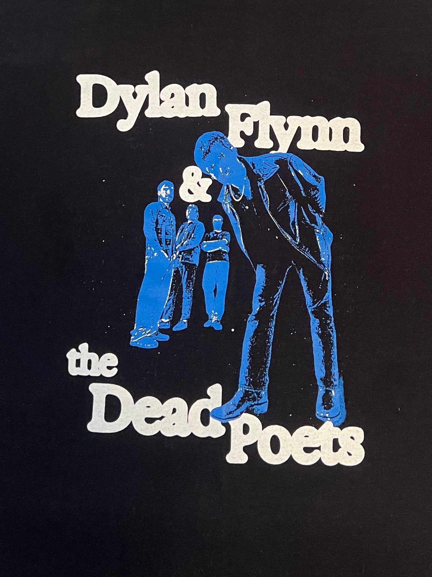 Black T-Shirt with White Logo & Blue Image