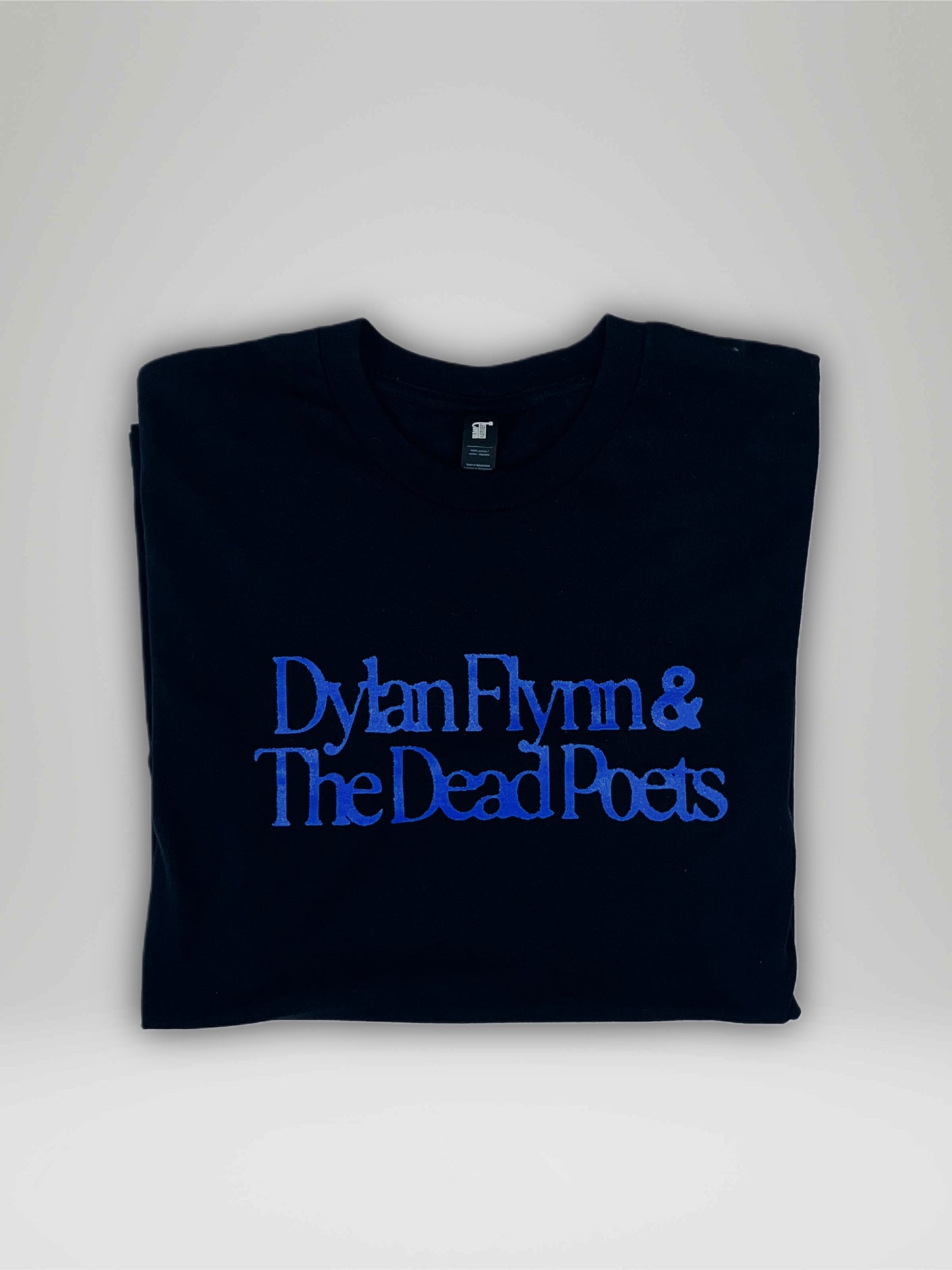 Black T-Shirt with Blue Dylan Flynn & The Dead Poets logo